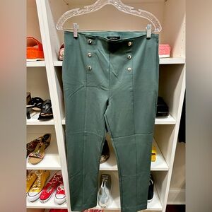 Ann Taylor sage green dress pants with button detail size 10